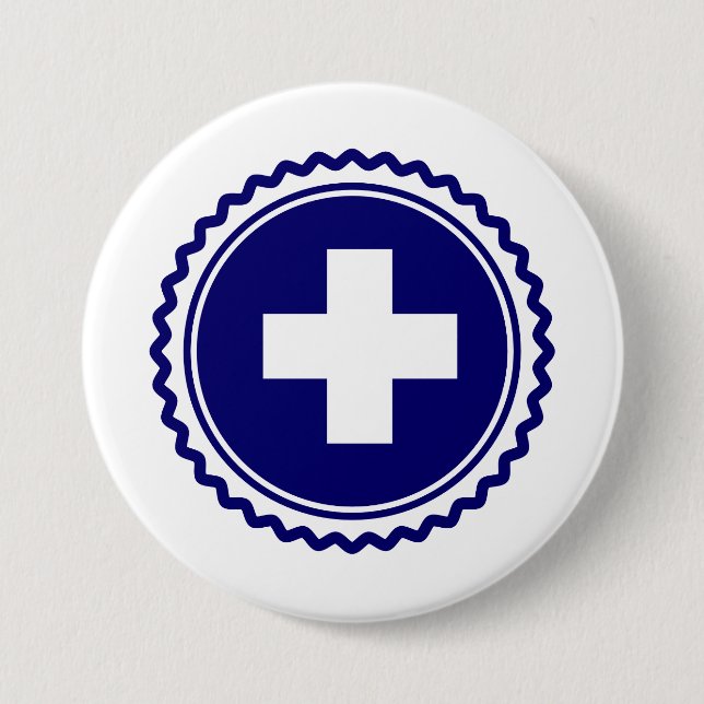 Erstversorger-blaues Gesundheitswesen-Kreuz Button (Vorderseite)