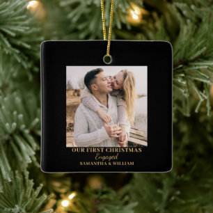 Erstweihnachtsgebäck Verlobtes Foto Keramikornament