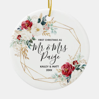 Erstweihnachtsmann und Keramik Couple Ornament