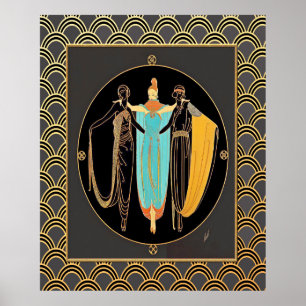 ERTE Art Deco Three Ladys Poster