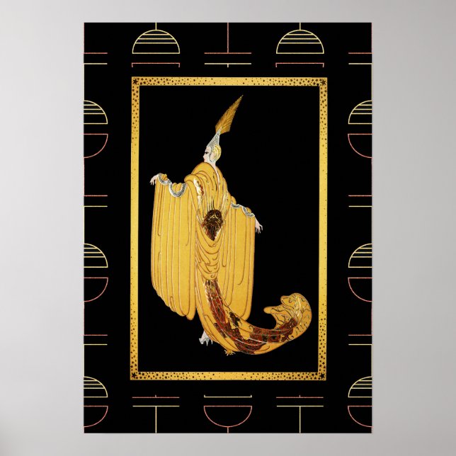 Erte Deko Style Lady Poster - Gold/Gelb (Vorne)
