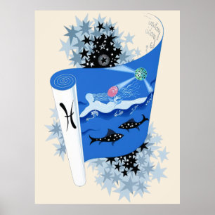 Erté - Die Zodiac Suite, Fische Poster