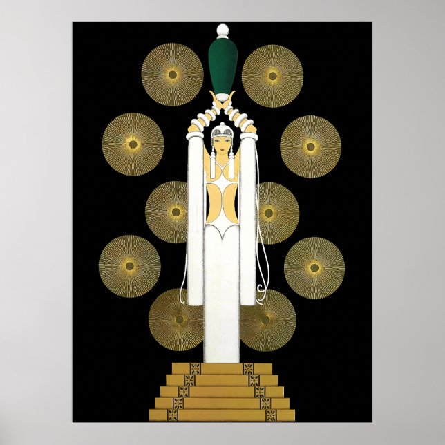 Erté - Emerald Vase [Nachtversion] Poster (Vorne)