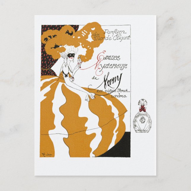 Erte French Parfüm und Vintag Art Deco Postkarte (Vorderseite)