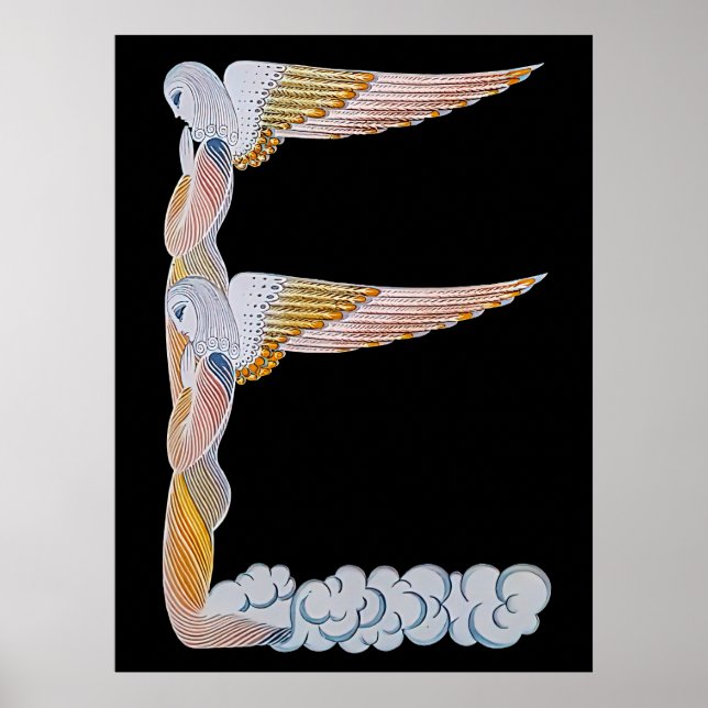 Erté - The Letter E von der Alphabet Suite, 1976 Poster (Vorne)