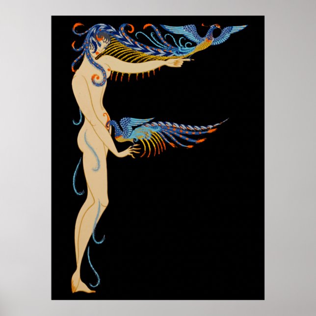Erté - The Letter F von der Alphabet Suite, 1976 Poster (Vorne)