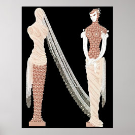 Erté - The Letter N von der Alphabet Suite, 1976 Poster