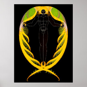 Erté - The Letter P von der Alphabet Suite, 1976 Poster