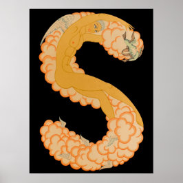 Erté - The Letter S von der Alphabet Suite, 1976 Poster