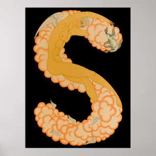 Erté - The Letter S von der Alphabet Suite, 1976 Poster