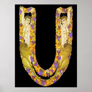 Erté - The Letter U von der Alphabet Suite, 1976 Poster