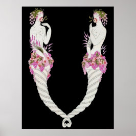 Erté - The Letter V von der Alphabet Suite, 1976 Poster