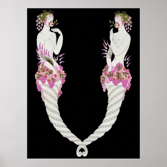 Erté - The Letter V von der Alphabet Suite, 1976 Poster (Vorne)