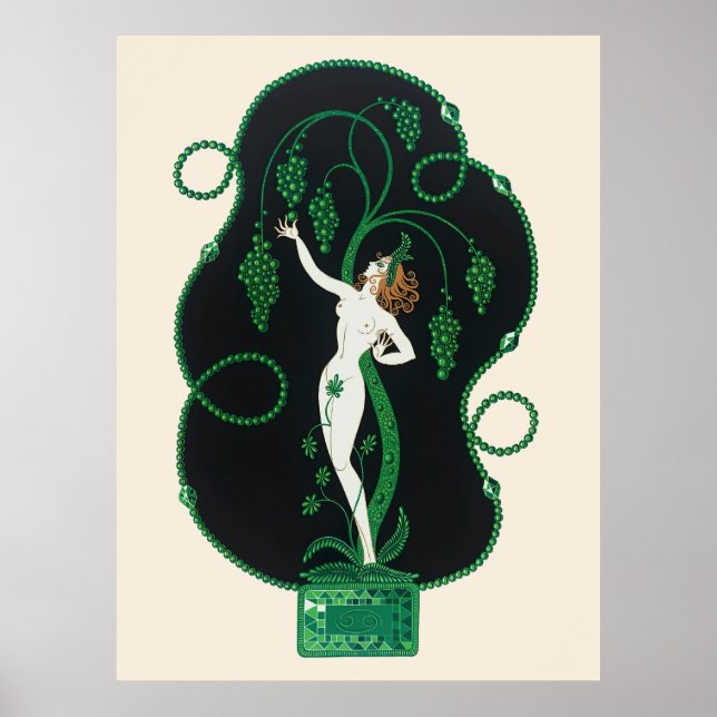 Erté - The Wertvoll Stones Suite, Emerald, 1969 Poster (Vorne)
