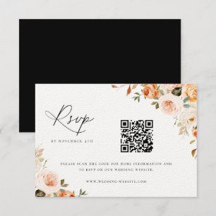 Erthy Autumn Floral Wedding QR Code RSVP Karte