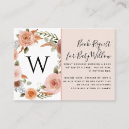Erthy Blush Pink Peach Floral Baby Duschbücher Visitenkarte