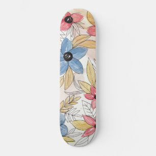 Erthy Colored Watercolor Blätter Art Skateboard