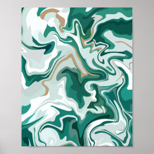 Erthy Green Abstrakt Swirl Poster