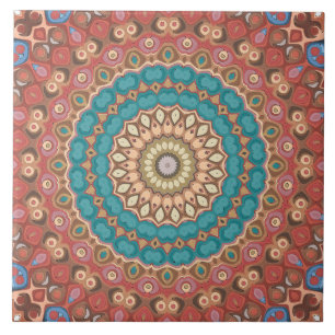 Erthy Neutrals Mandala Kaleidoscope Medallion Fliese
