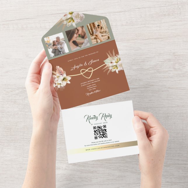 Erthy Rustic Hochzeit im Herbst All In One Einladung (Abreißen)