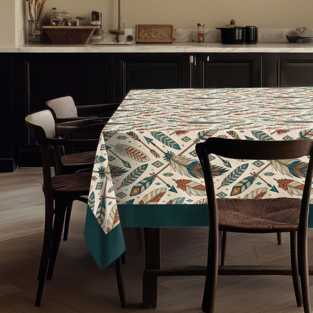 Erthy Tribal Tablecloth with Arrows and Feathers Tischdecke (Earthy Tribal Tablecloth with Arrows and Feathers)