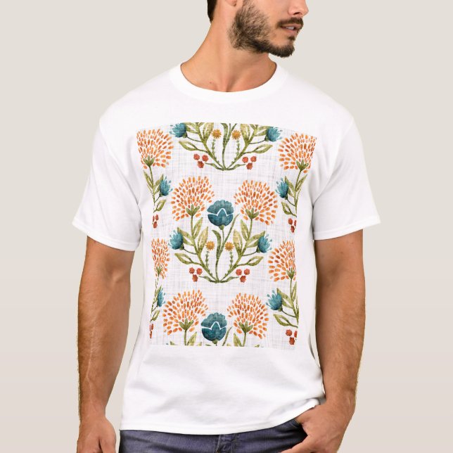 Erthy Whimsical: Aquarell Blume Motif. T-Shirt (Vorderseite)