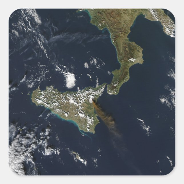 Eruption des Ätna in Sizilien Quadratischer Aufkleber (Vorderseite)