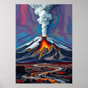 Eruption in Motion - Fiery Vulkan Landschaft Kunst Poster