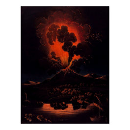Eruption of Mount Etna at night (F Weber) Poster