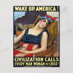 Erwache Amerika! Vintage Plakat aus dem Ersten Wel Postkarte