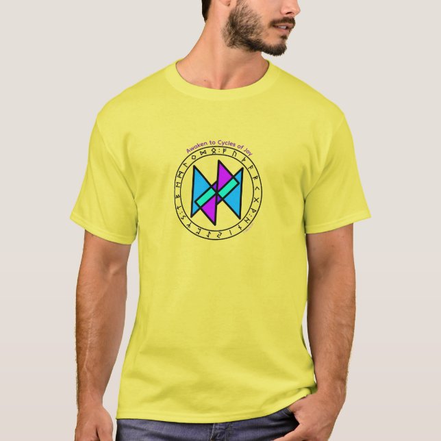 Erwache zu Zyklen der Freude Runisch T-Shirt (Vorderseite)