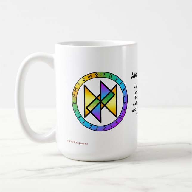 Erwache zur Freude! 15 oz Bind Rune Tasse (Links)