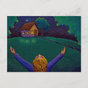 Erwachen Sie in dem Moment glücklich Spaß whimsica Postkarte