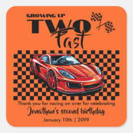 Erwachsen bis zum 2. Geburtstag Red Sports Car Quadratischer Aufkleber