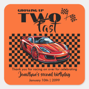 Erwachsen bis zum 2. Geburtstag Red Sports Car Quadratischer Aufkleber