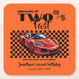 Erwachsen bis zum 2. Geburtstag Red Sports Car Rechteckiger Pappuntersetzer