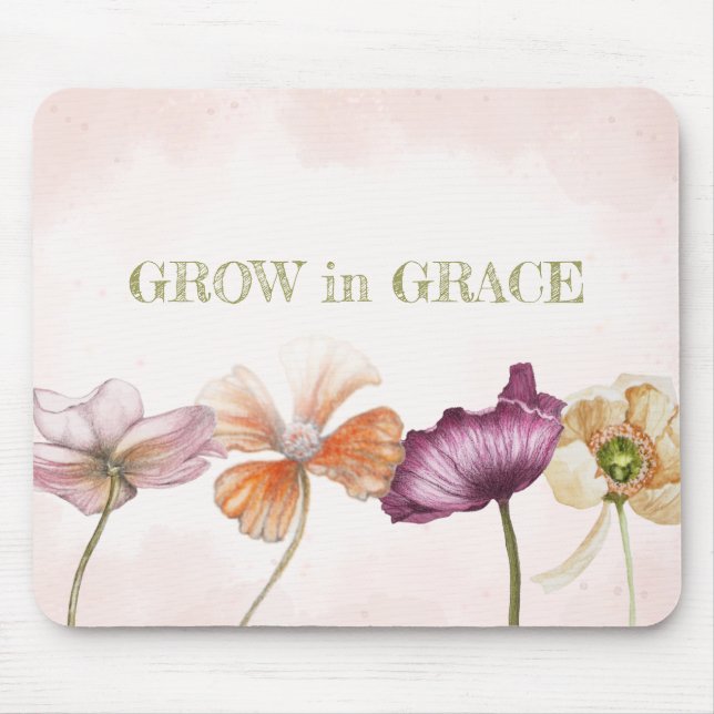 Erwachsen in Grace Pink Wasserfarbe Blüte Mousepad (Vorne)