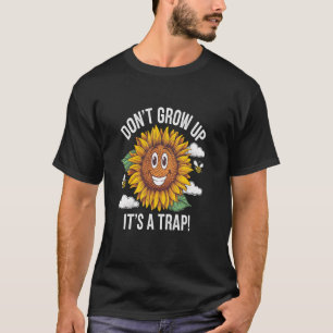 Erwachsen Sie keine sonnigen Sonnenblumen Retro Ni T-Shirt