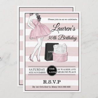 Erwachsene 30. 40. 50. Champagner Geburtstagsparty Einladung