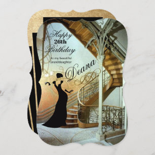 Erwachsene Enkelin Geburtstag Art Deco Karte