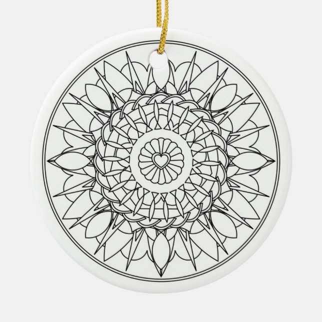 Erwachsene Farbton-Mandala-Verzierung Keramik Ornament (Vorne)
