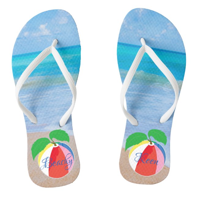 Erwachsene Flip Flops "Beachy Keen/Ocean, Beachbal (Fußbett)