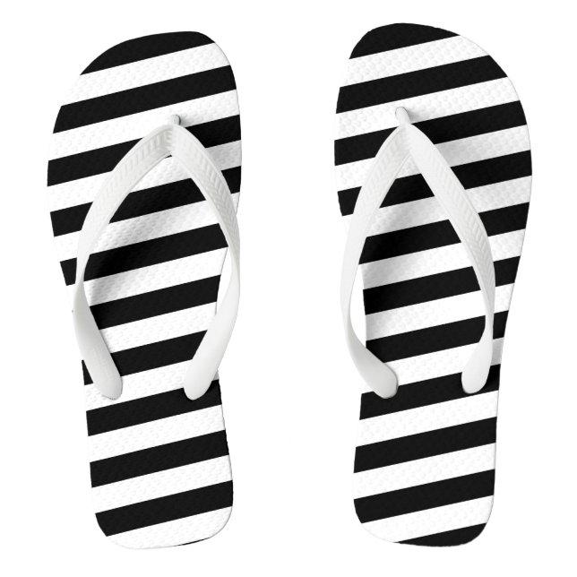 Erwachsene Flip Flops-Black & White Streifen Flip Flops (Fußbett)