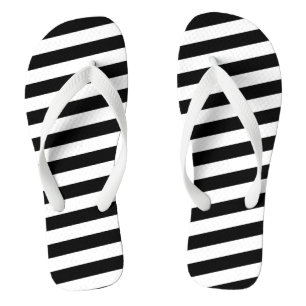Erwachsene Flip Flops-Black & White Streifen Flops