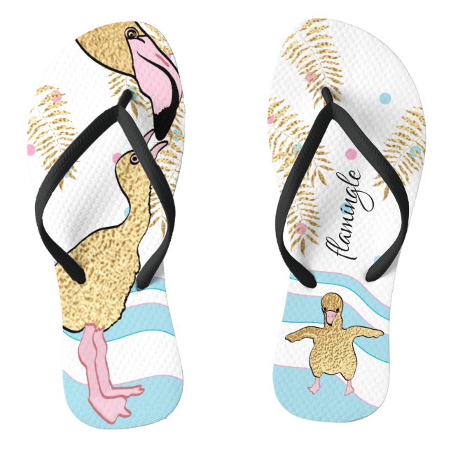 Erwachsene Flip Flops "Flamingle/Flamingo Mama and (Fußbett)