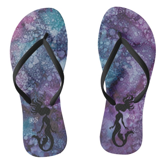 Erwachsene Flip Flops"Inkblots Pink BlueGreens Mer Flops (Fußbett)