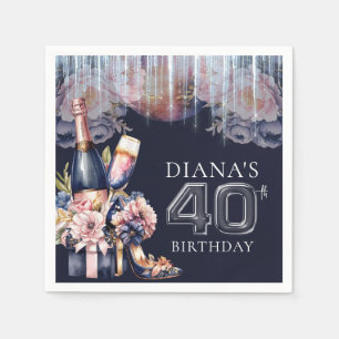 Erwachsene Geburtstag 40. Personalisiert Champagne Serviette