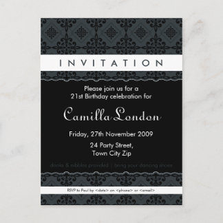 ERWACHSENE GEBURTSTAG EINLADUNG: gemusterte L3 Einladungspostkarte