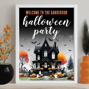 Erwachsene Geisterhaus Halloween-Party-Schild Poster