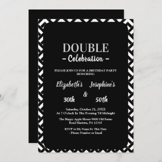 Erwachsene Gemeinsame Geburtstagspartei Schwarz-we Einladung